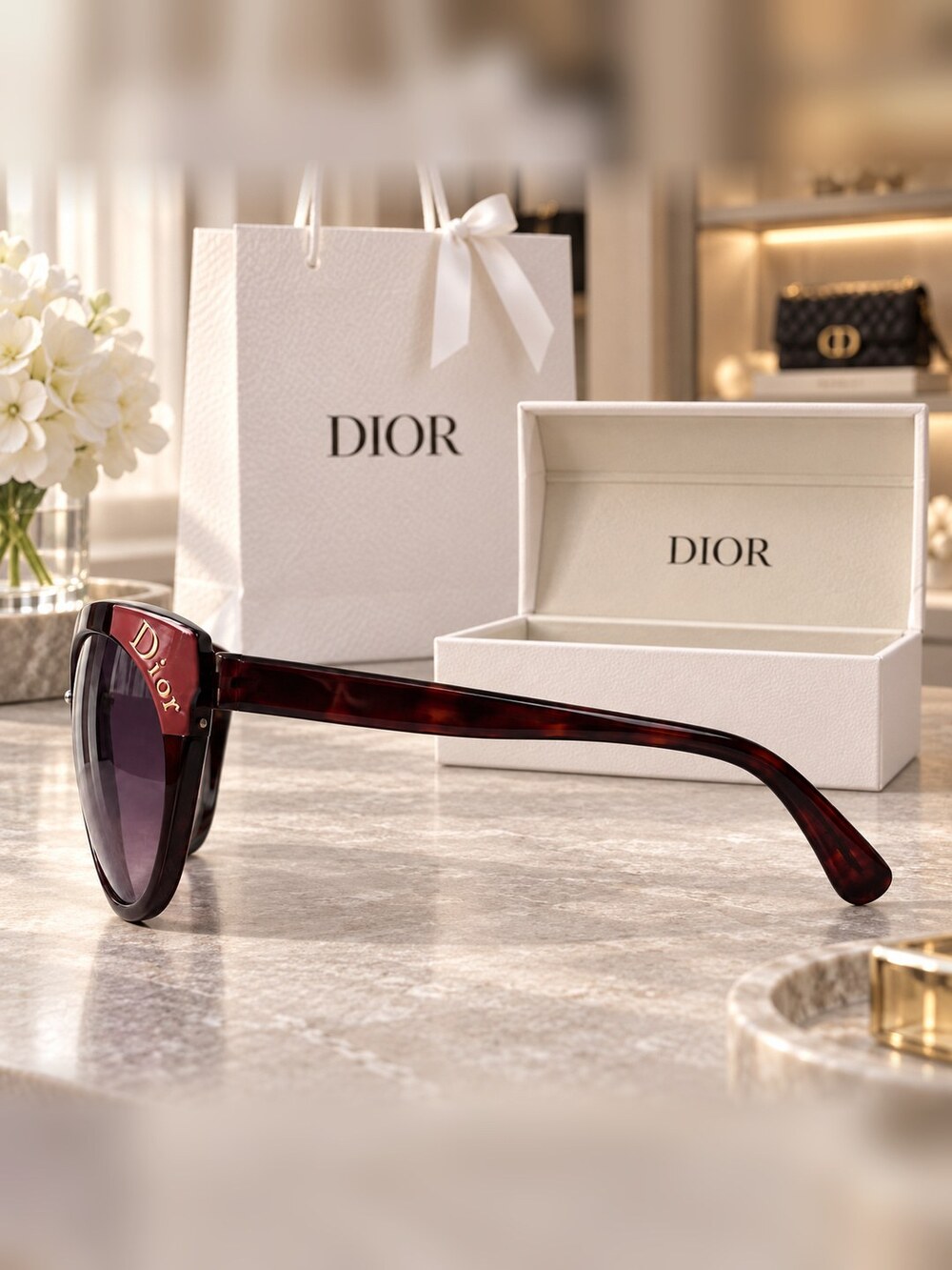 Dior Tortoiseshell Cat Eye Sunglasses - Picture 3 of 6